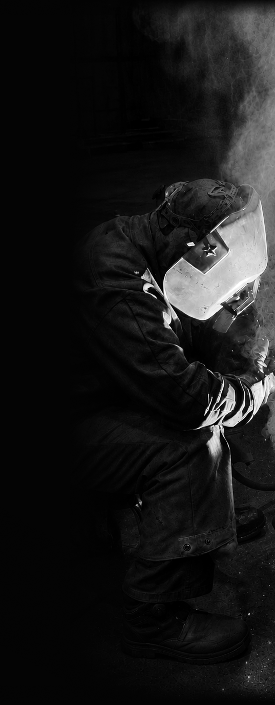 Welding worker in black and white