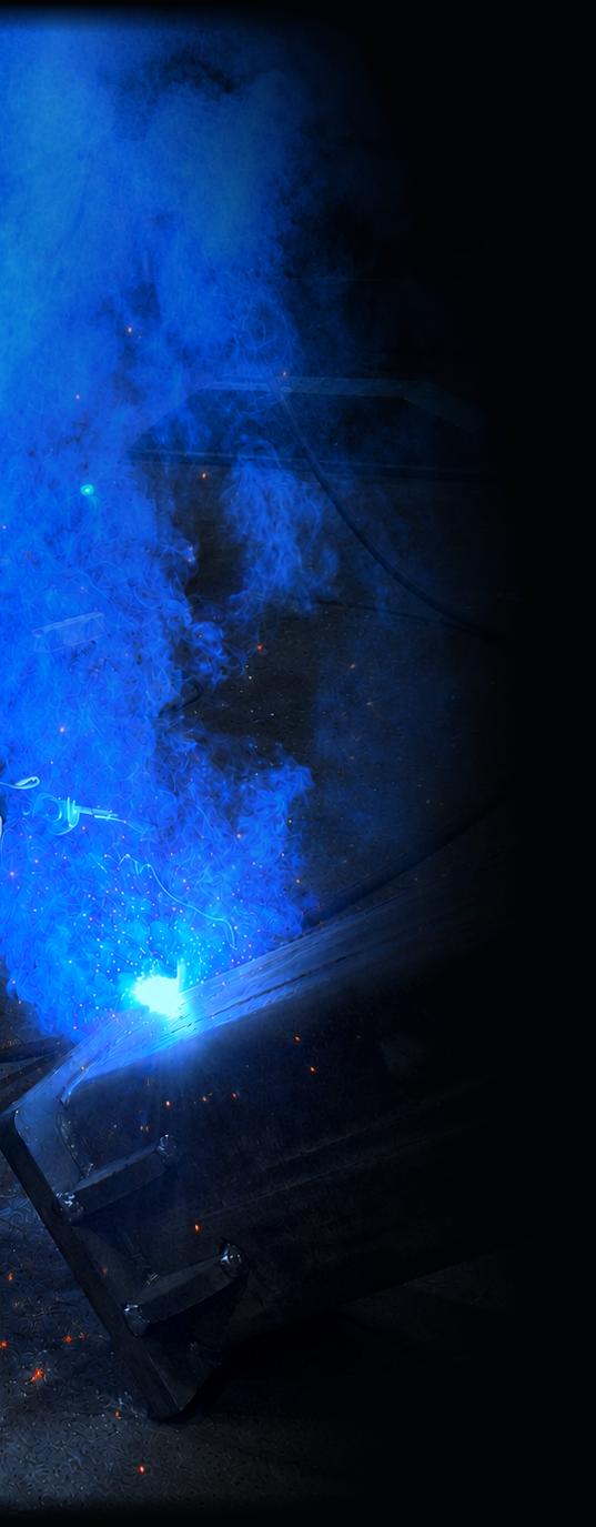 Blue welding arc and steel component